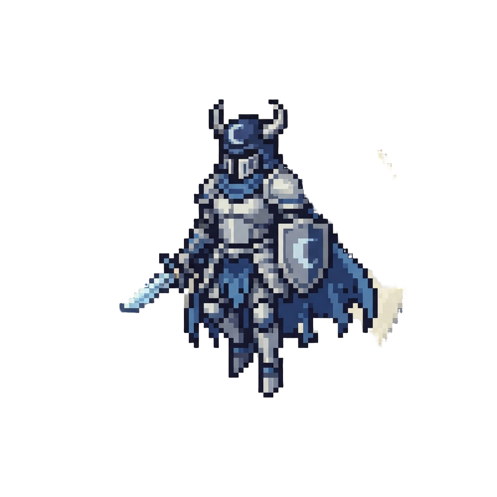A Silver-and-blue Lunar Warrior Floating Before a Giant Full Moon
