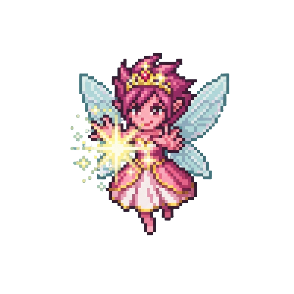 A Magical Pink Fairy with a Tiara Shooting Sparkling Magic at the Camera