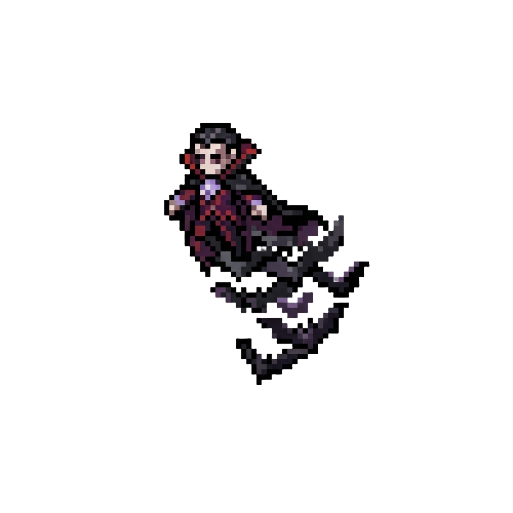 A Stylish Vampire Turning Into Bats and Swooping Down From Above