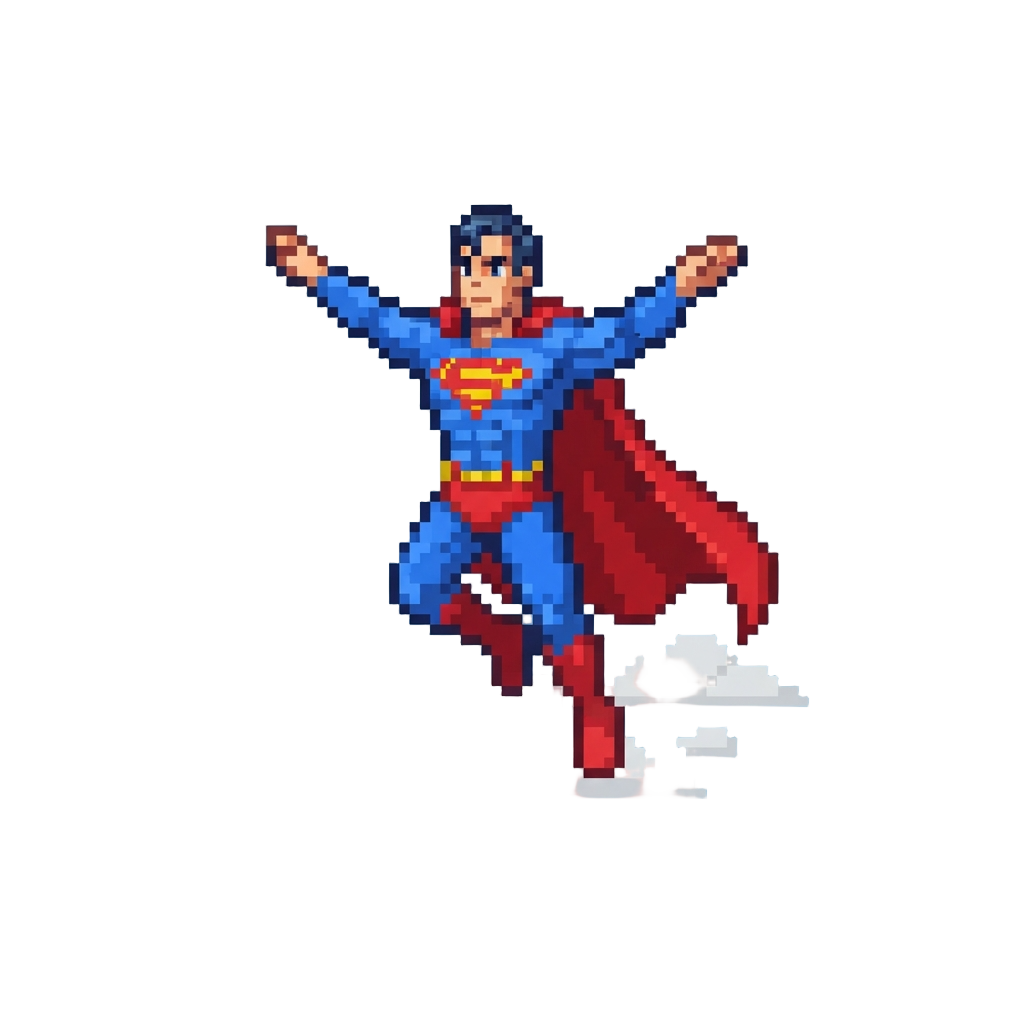 Superman Floating Victoriously High Above the Clouds