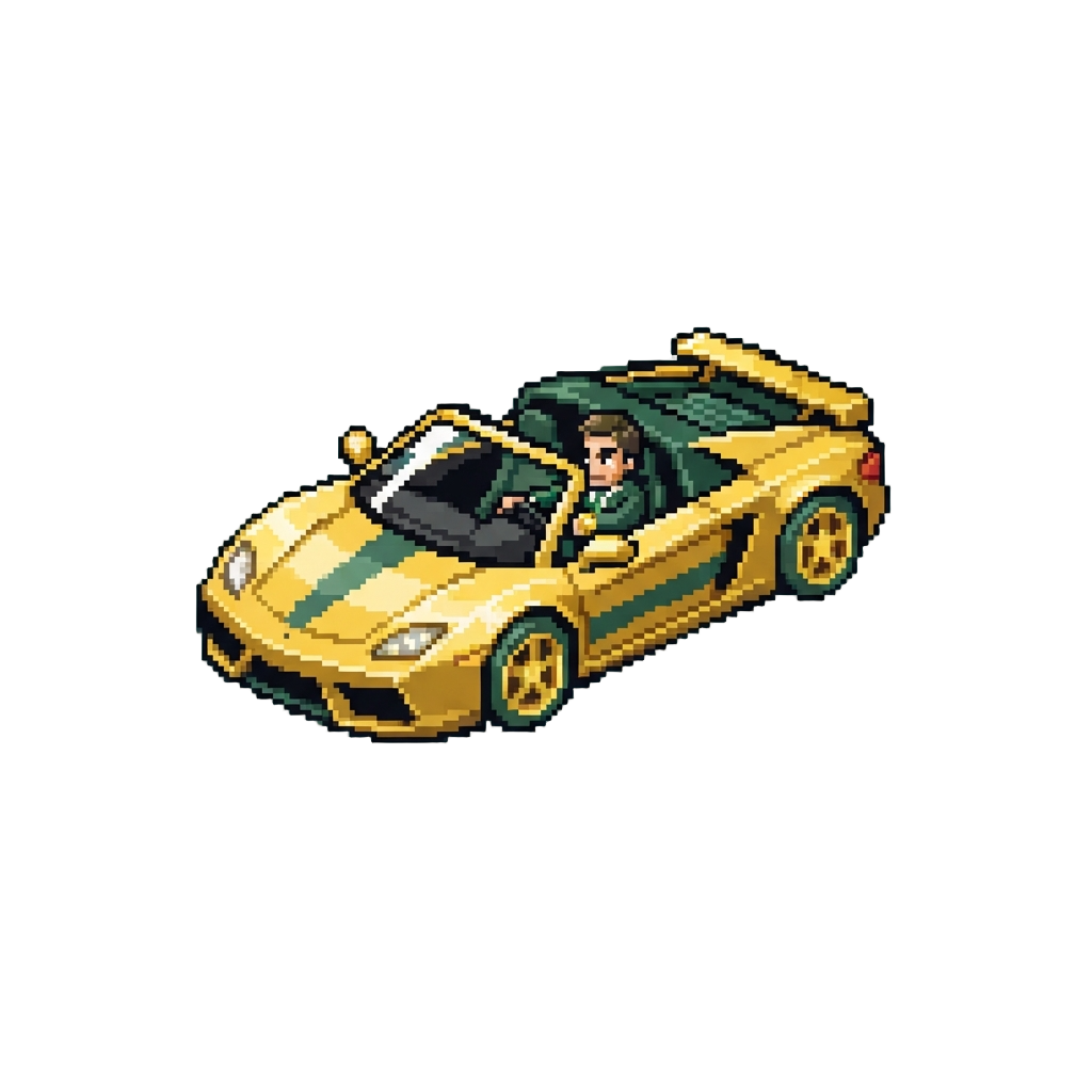A Gold-and-green Billionaire Driving Off in a Shiny Golden Supercar
