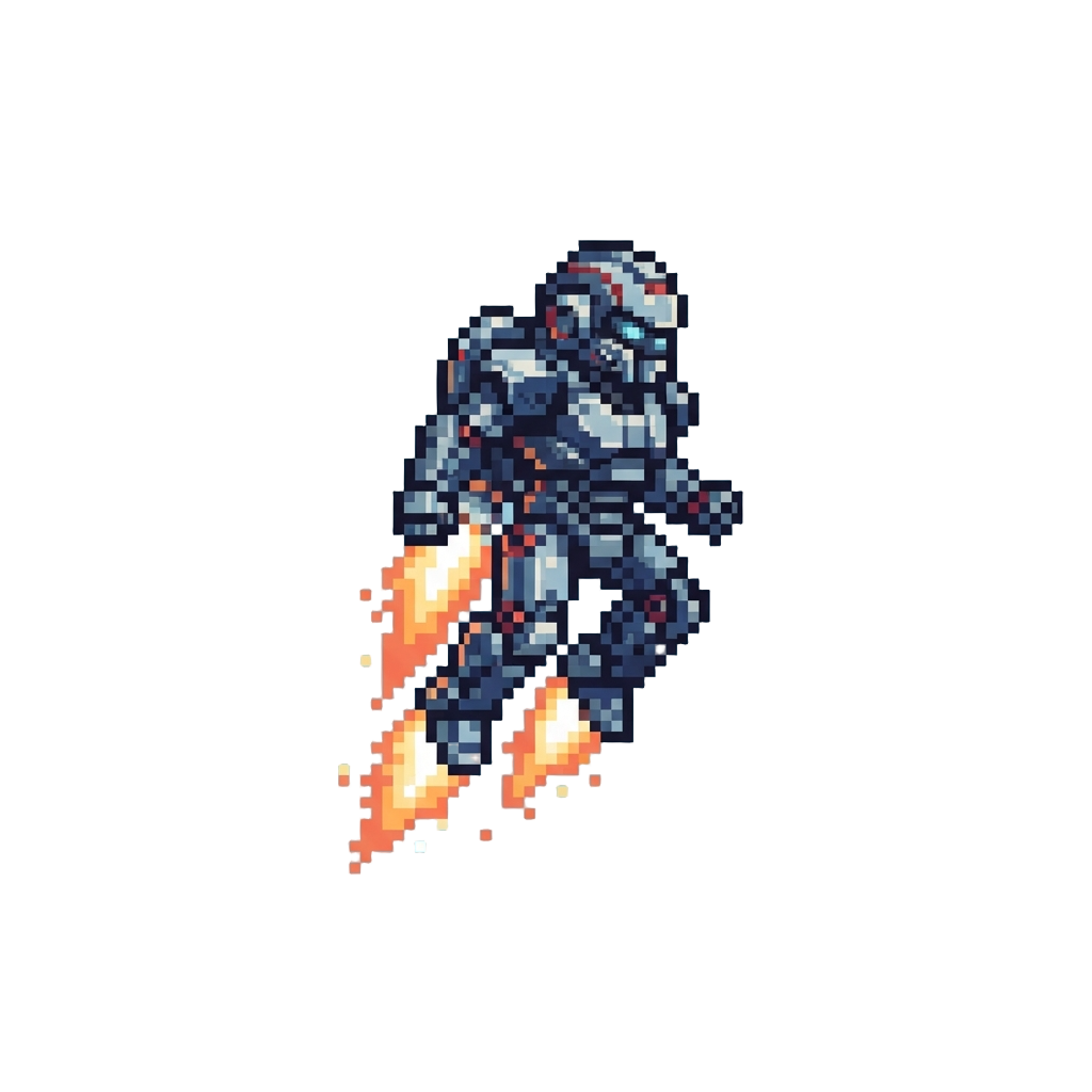 An Advanced Futuristic Robot Blasting Off Into the Sky