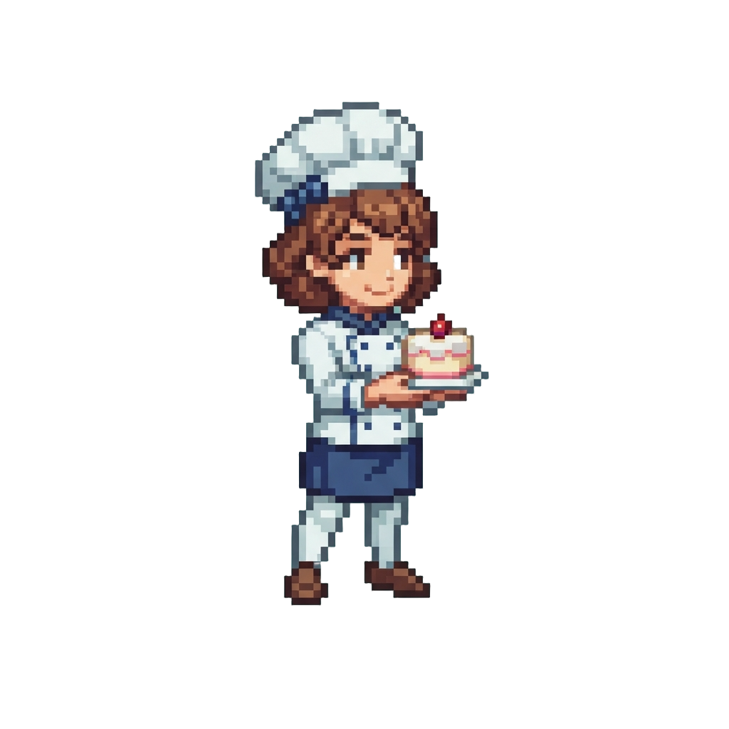 A Pastry Chef Waifu Figurine Holding a Miniature Cake