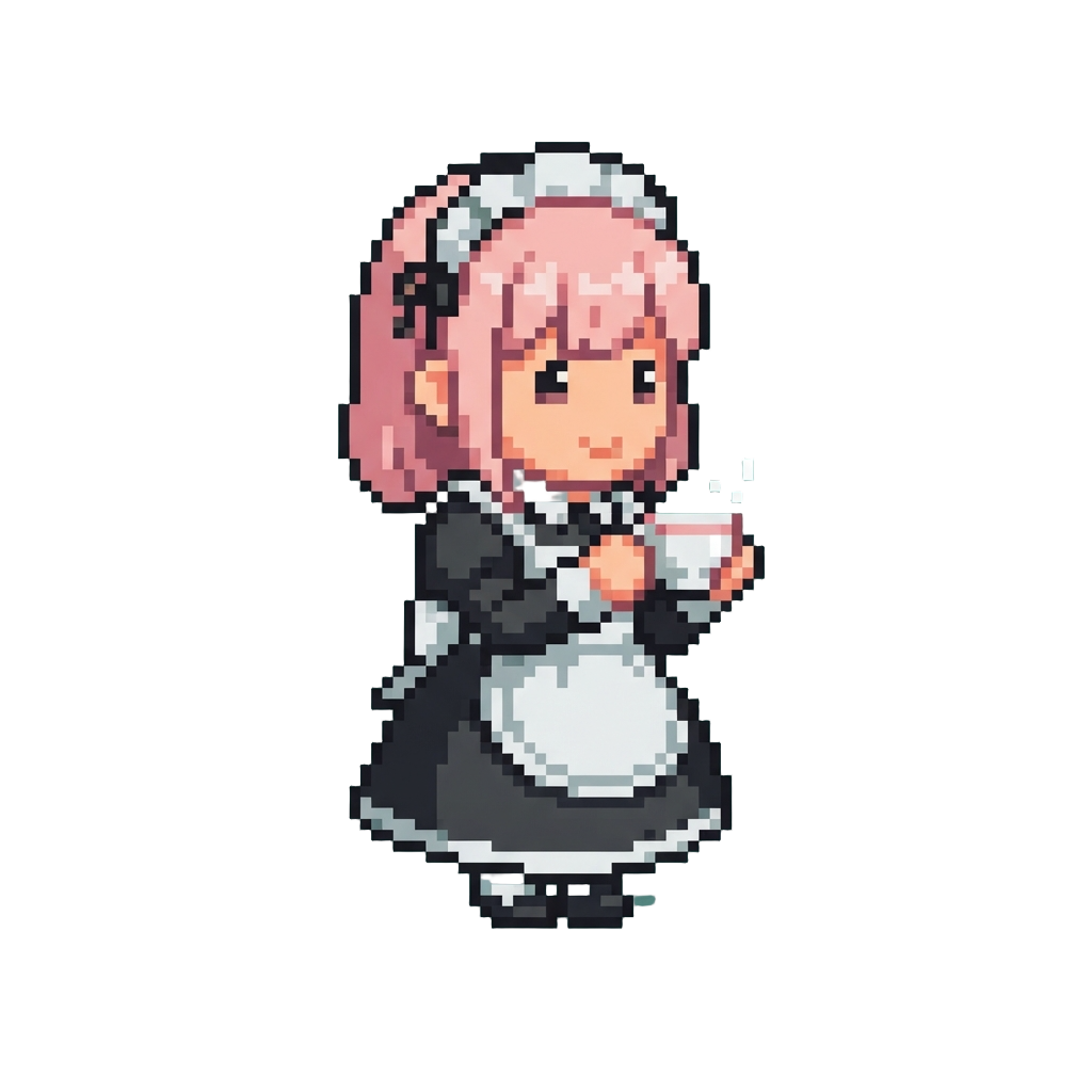 A Cute Maid Waifu Figurine Holding a Mini Teacup