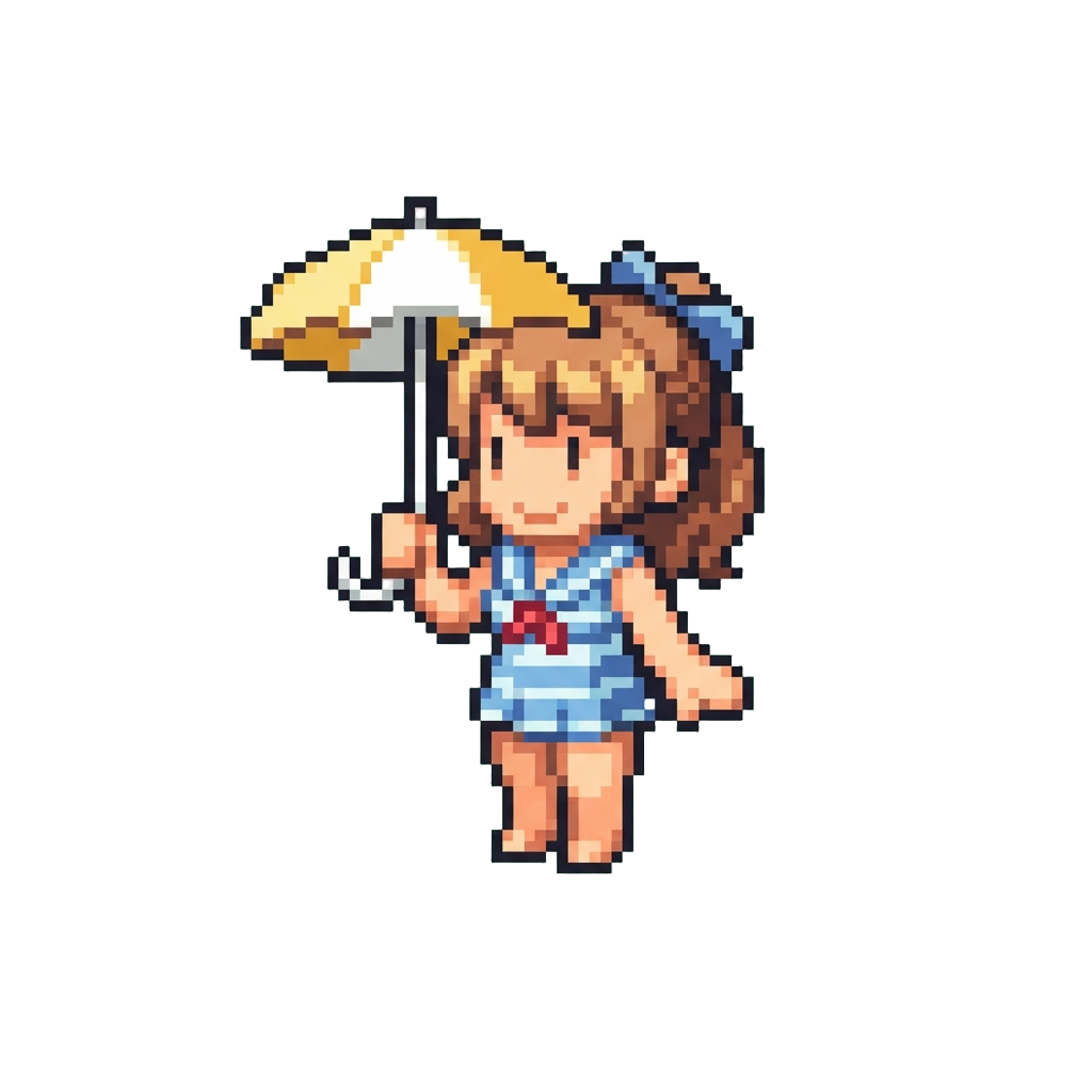 A Cheerful Beach Waifu Figurine Holding a Tiny Sun Umbrella
