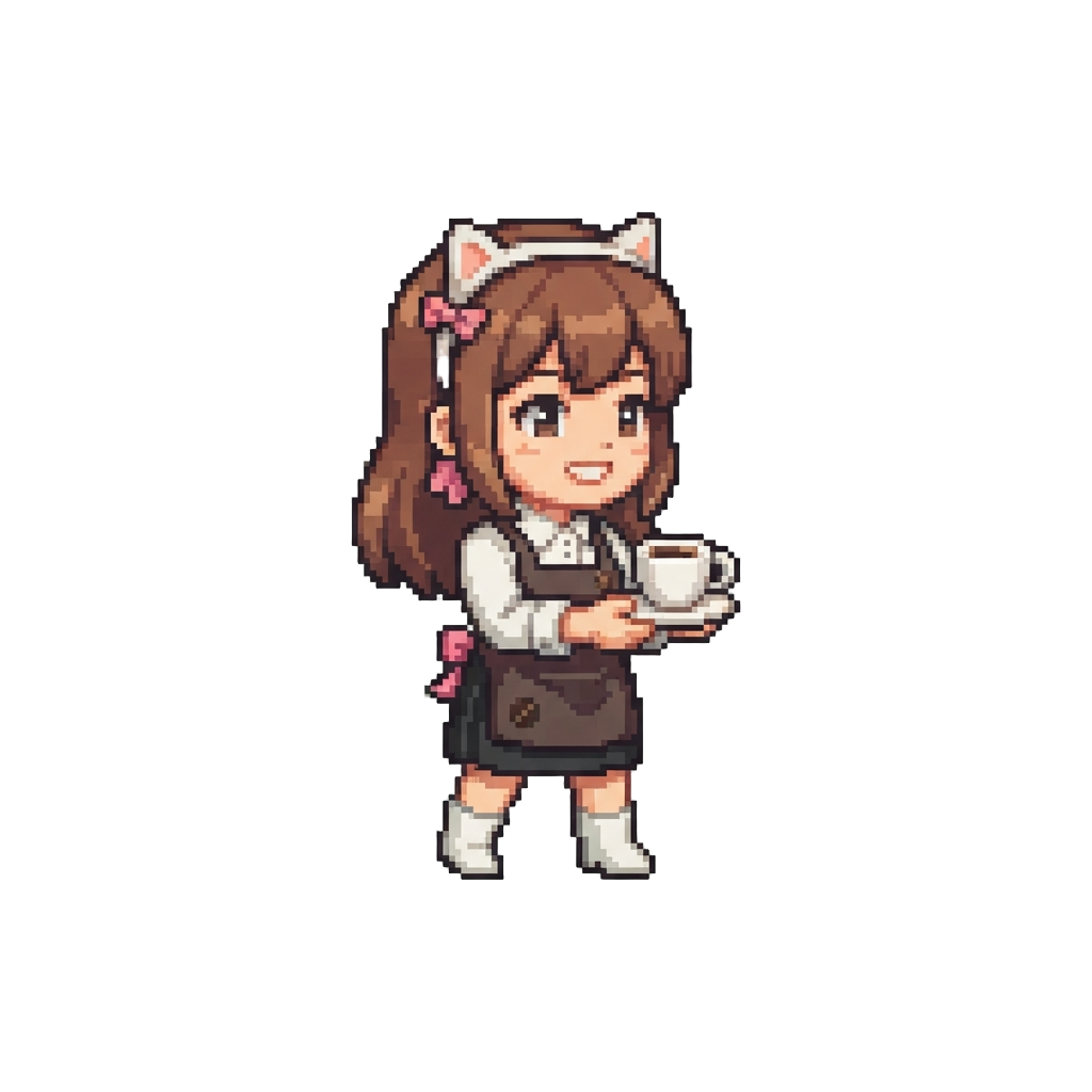 A Energetic Barista Waifu Figurine Carrying a Coffee Cup
