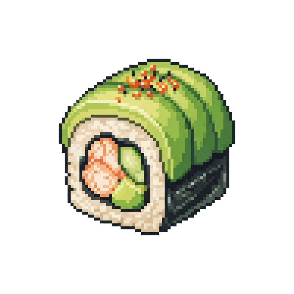 A Shimmering Dragon Roll Topped with Avocado