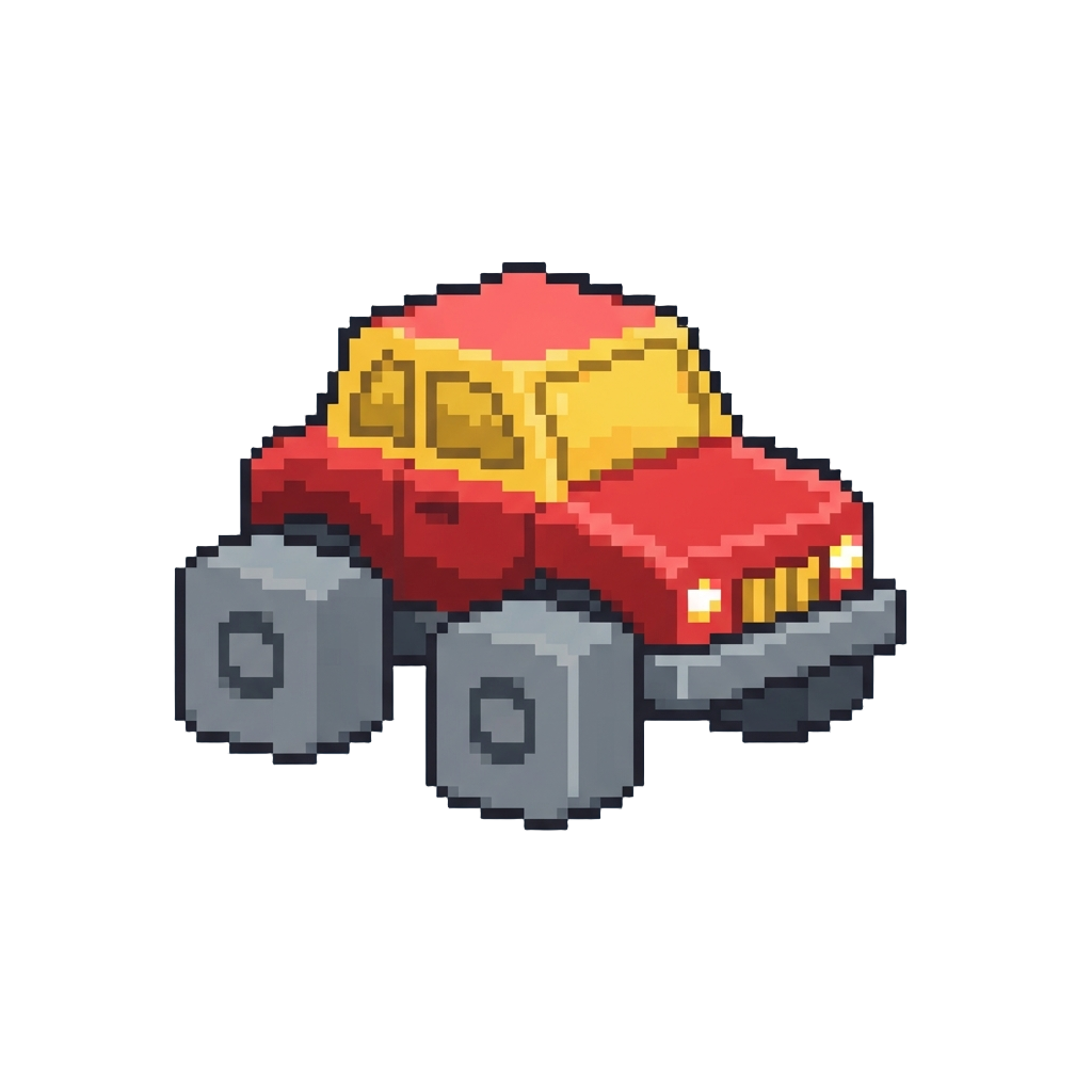 A Toy Car with Oversized Square Wheels