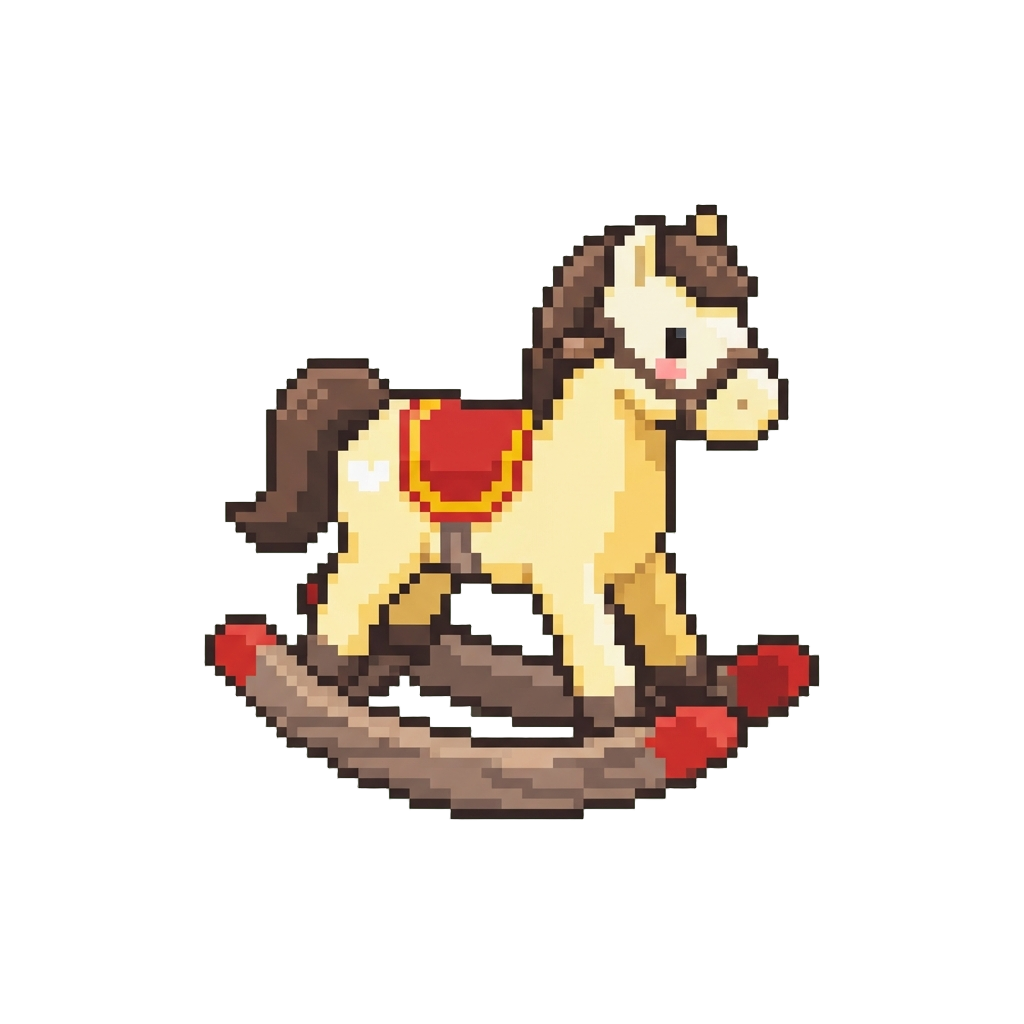 A Cute Painted Wooden Rocking Horse