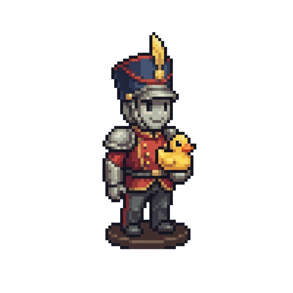 A Tin Soldier Holding a Tiny Rubber Duck