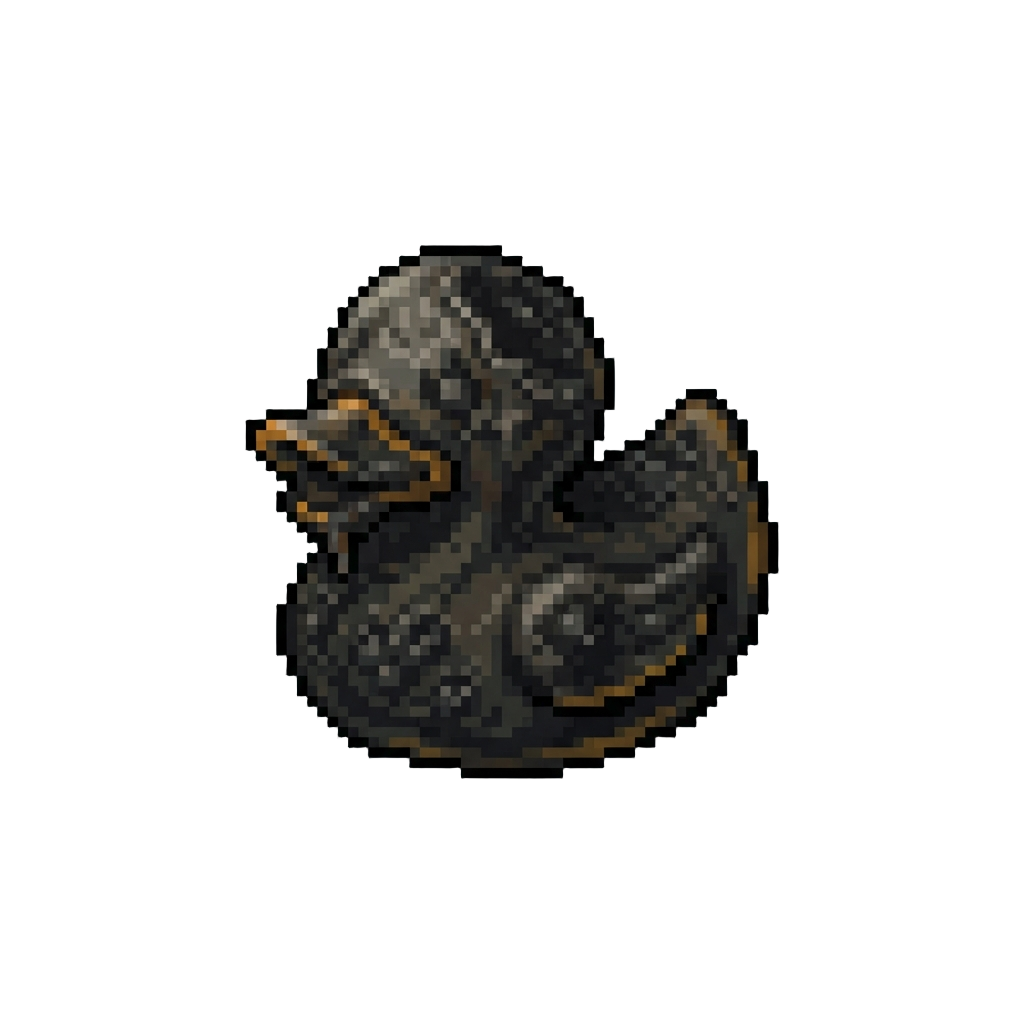 A Blackened Melted Rubber Duck
