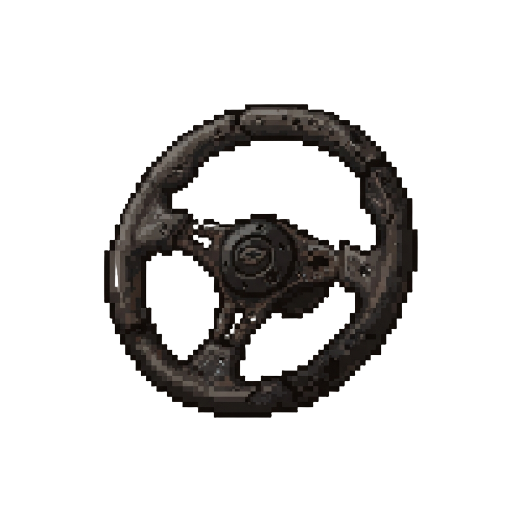 A Charred Tiny Steering Wheel