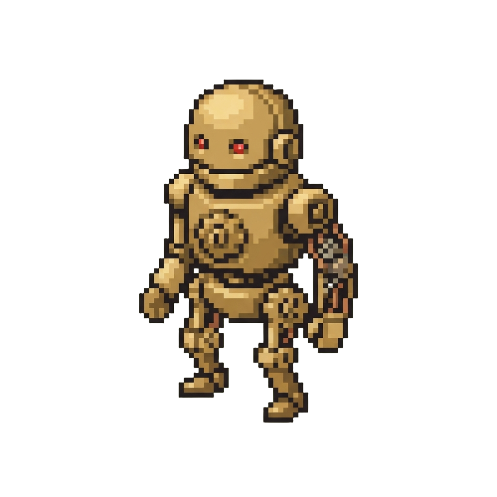 A Polished Brass Clockwork Robot