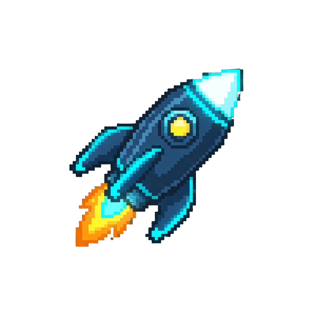 A Glowing Neon Space Rocket Figure