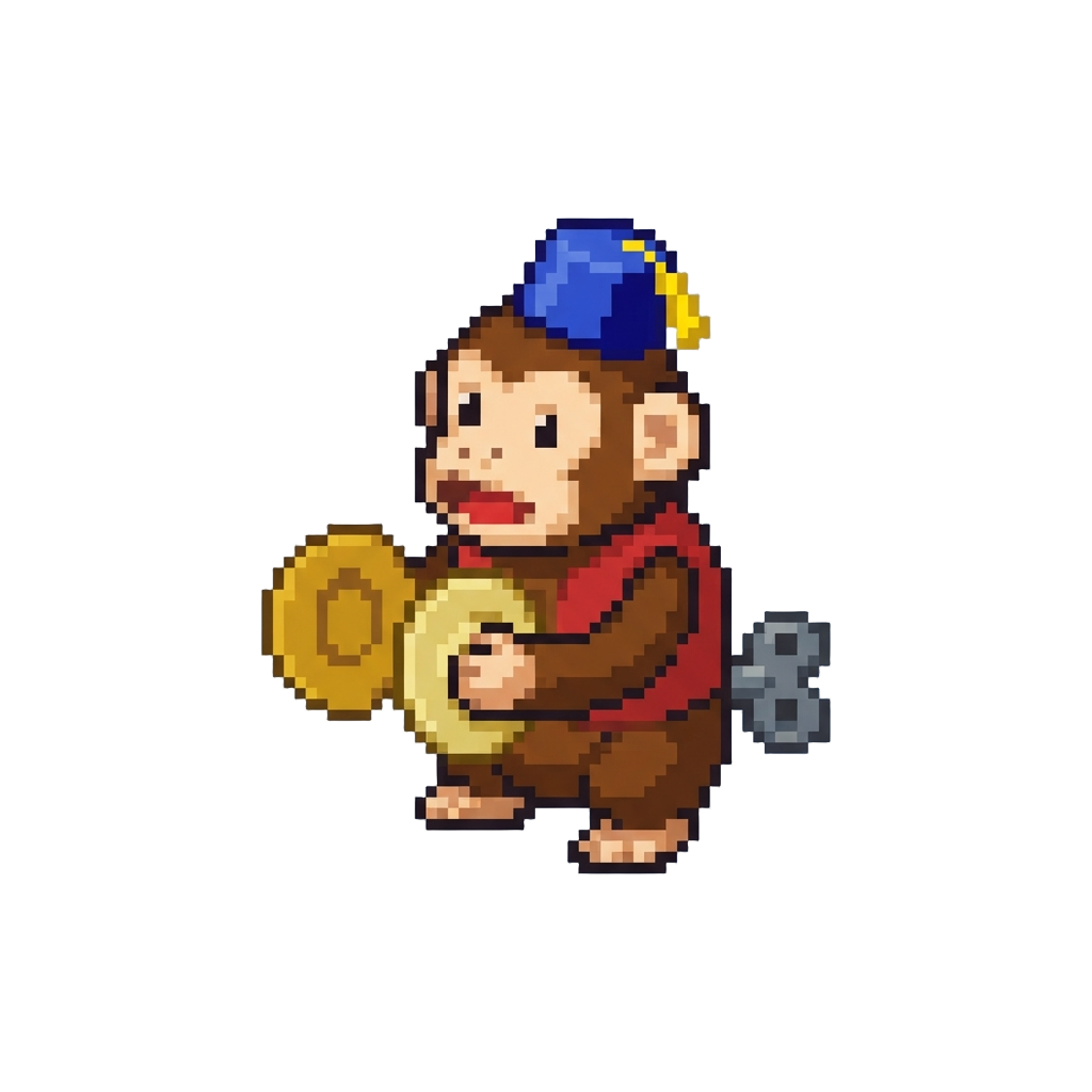 A Noisy Wind-up Cymbal Monkey