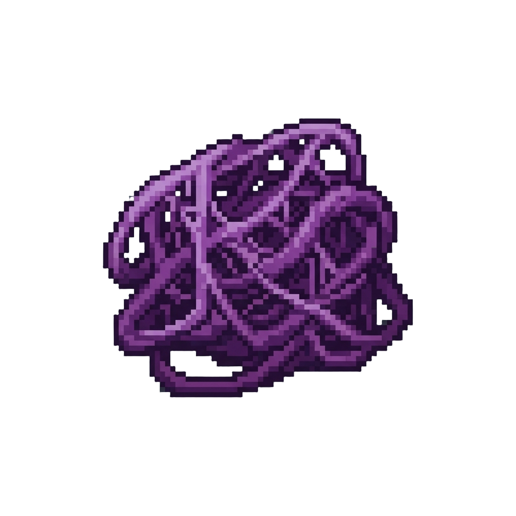 An Avalanche of Tangled Purple Spiderwebs