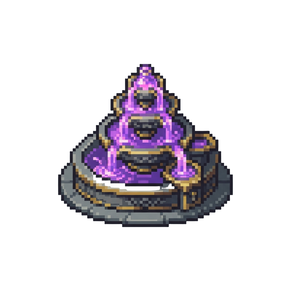 A Cascading Fountain of Glowing Purple Potion