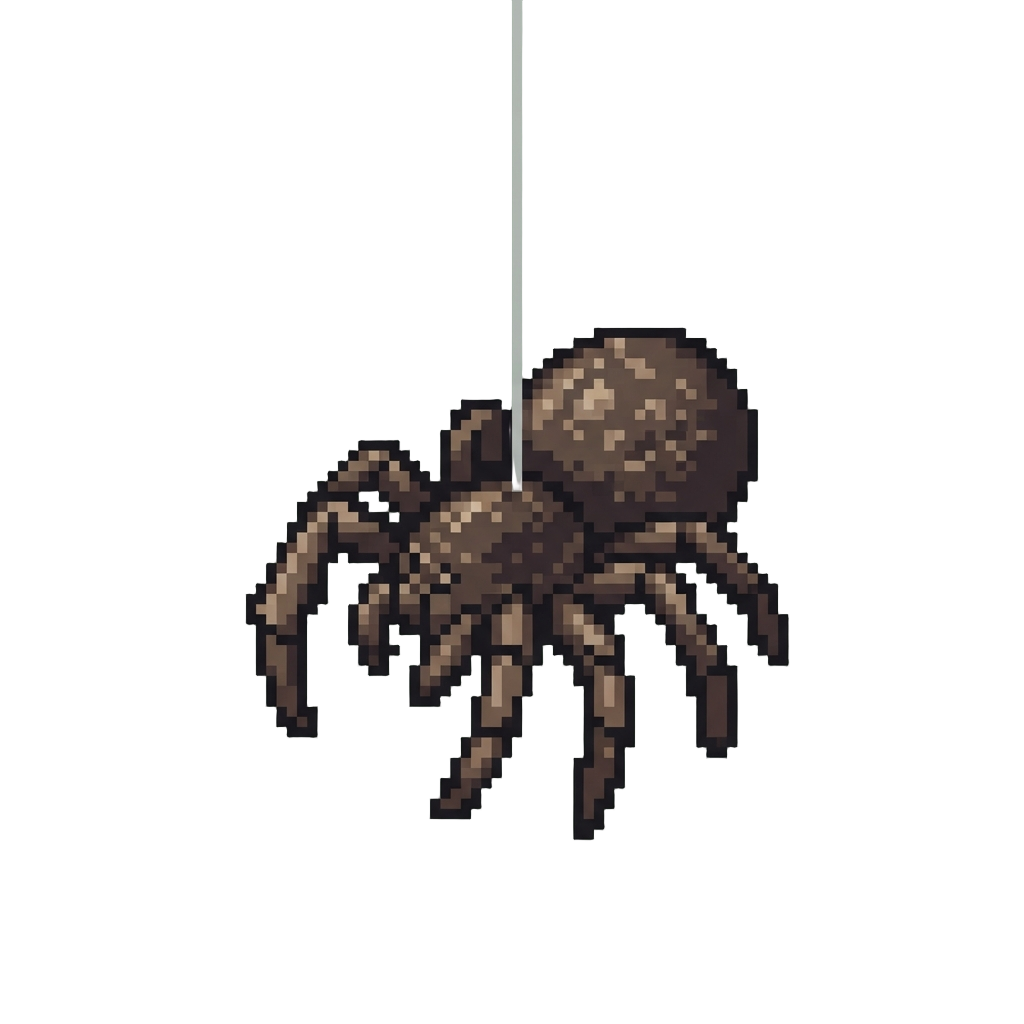 A Giant Fuzzy Spider Dropping From a Thread