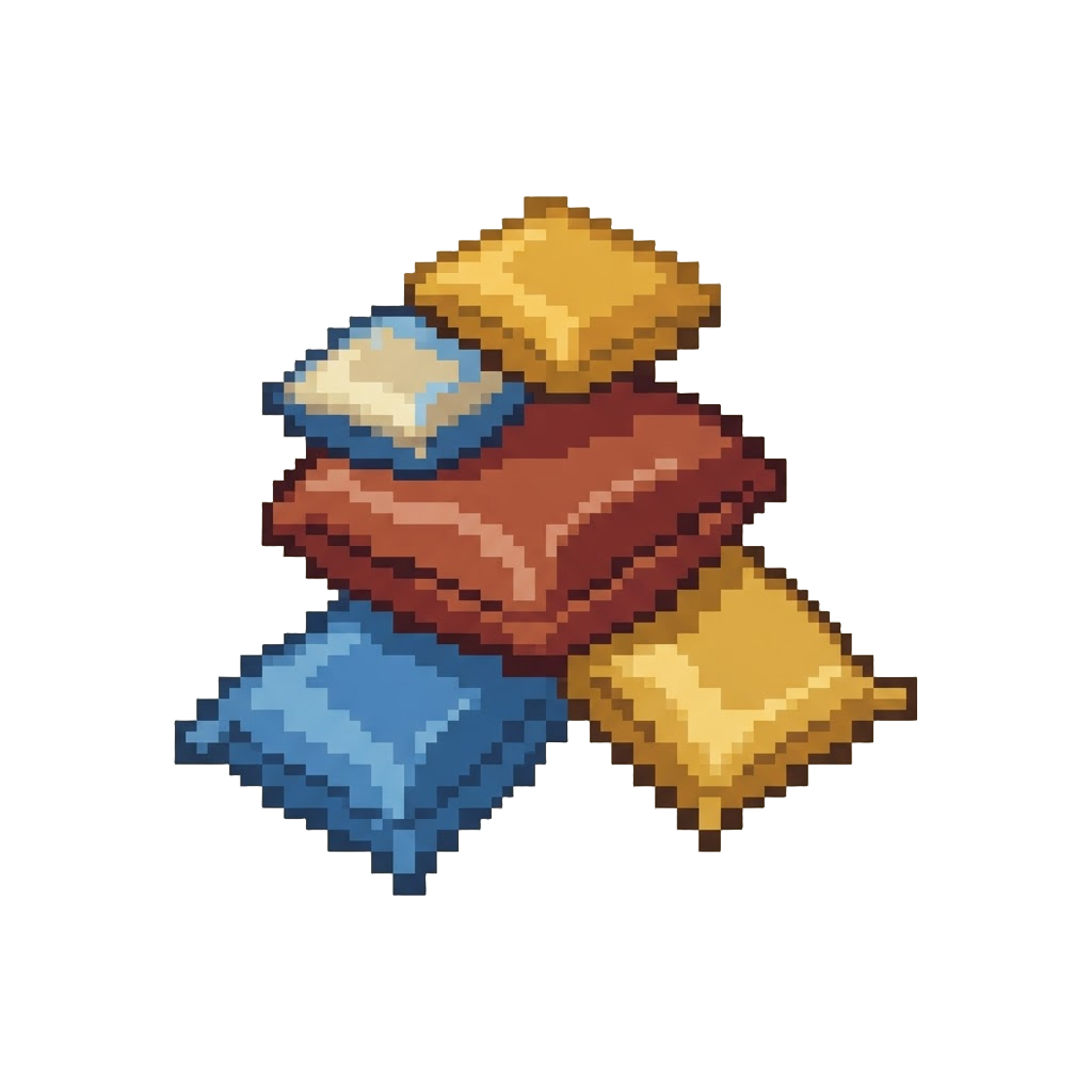 A Tower of Soft Velvet Cushions Tumbling Down