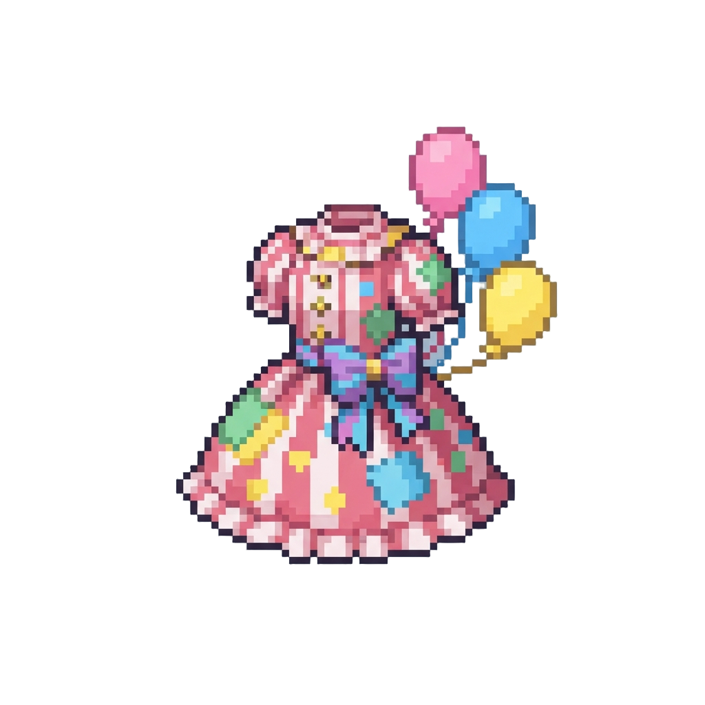 A Dreamlike Candy-patterned Clown Dress with Floating Balloon Accessories