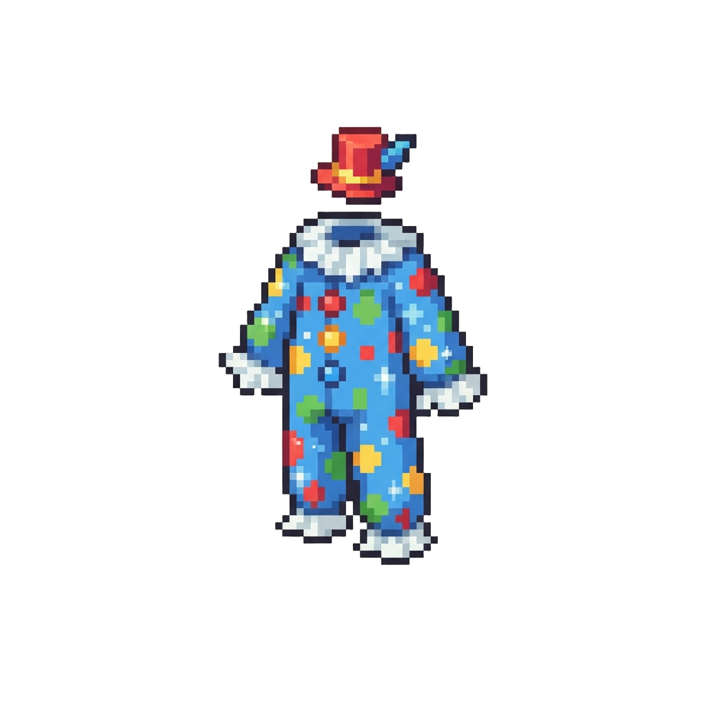 A Glittering Polka-dot Clown Jumpsuit with a Tiny Top Hat