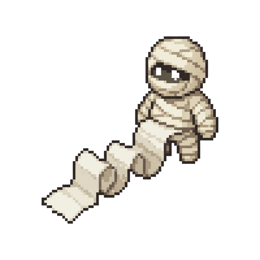 A Mummy Costume Unraveling Endlessly Into a Toilet Paper Trail