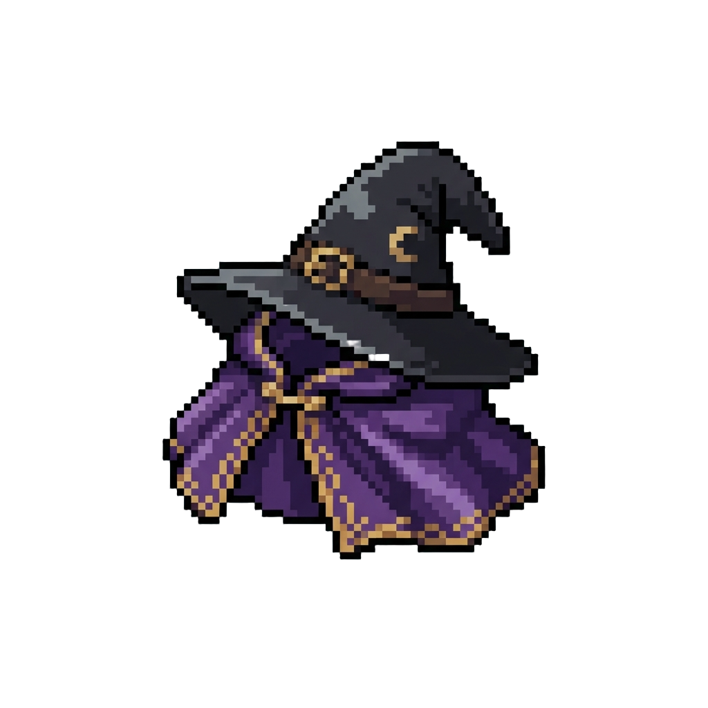 A Pointy Black Witch Hat and Purple Velvet Cape Outfit