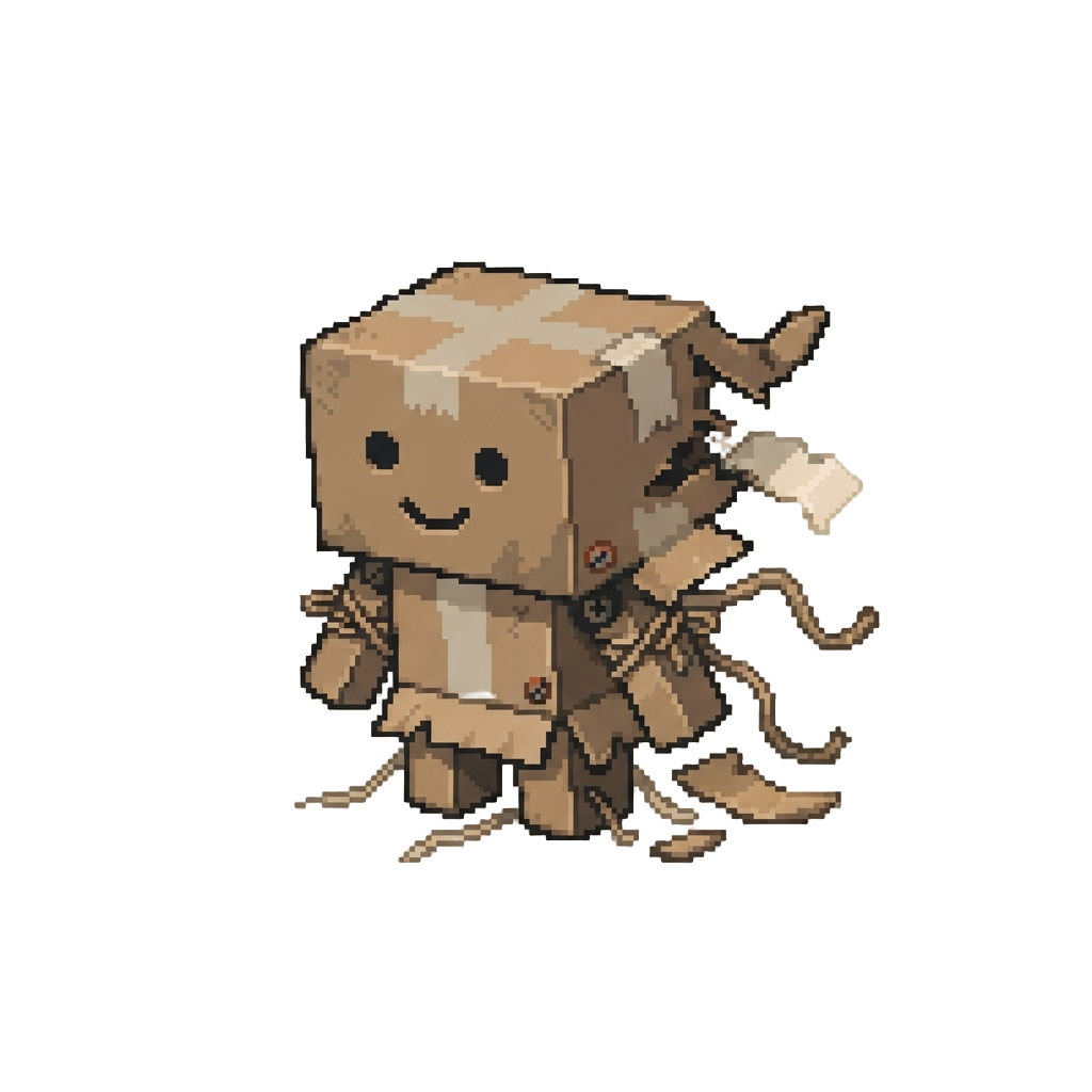 A Silly Cardboard Box Robot Outfit That Unravels at the Seams