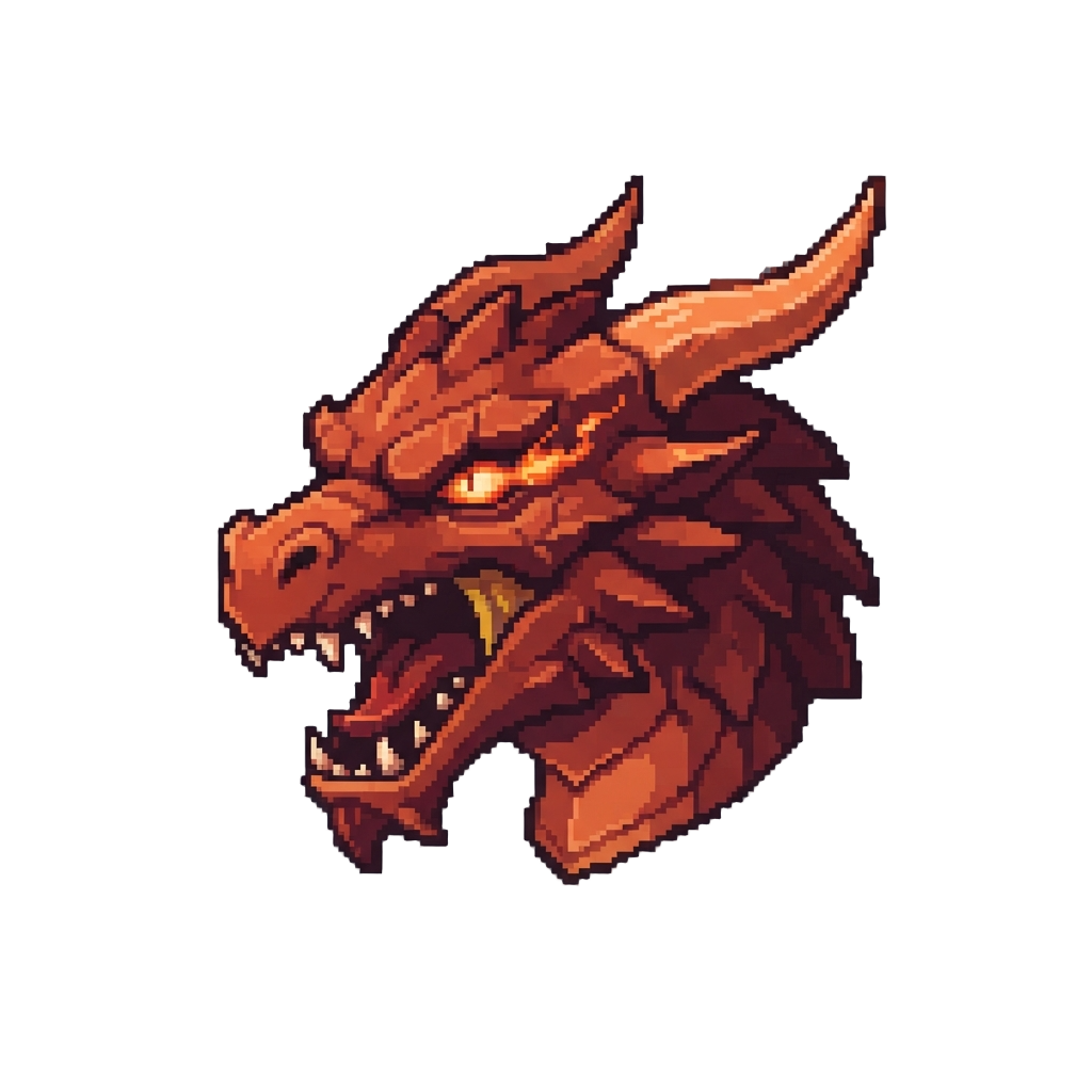 A Roaring Dragon Face with Fiery Eye Cutouts