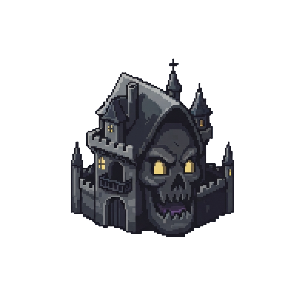 A Detailed Haunted Castle Silhouette Face
