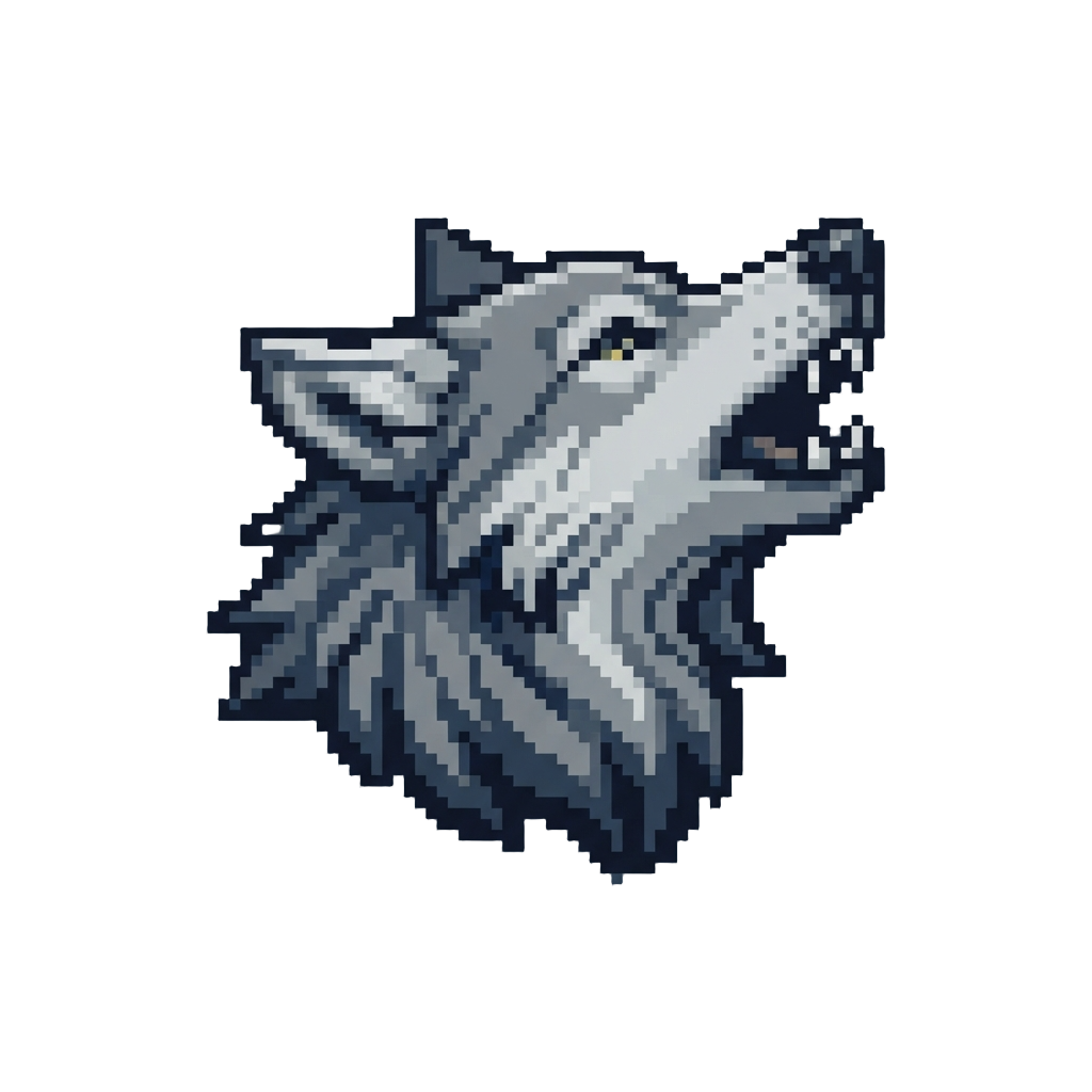 A Majestic Howling Wolf Silhouette Face