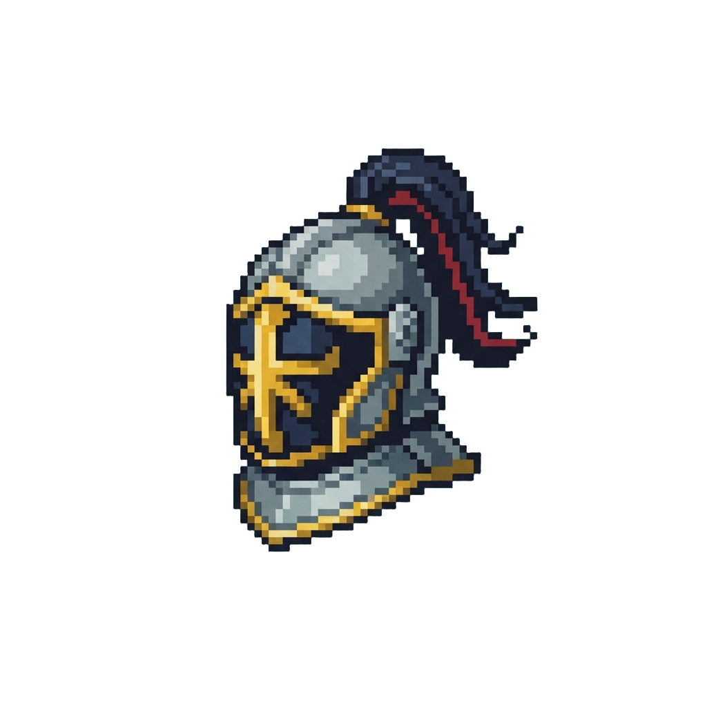 A Regal Knight Helmet Face with Cross Eyes