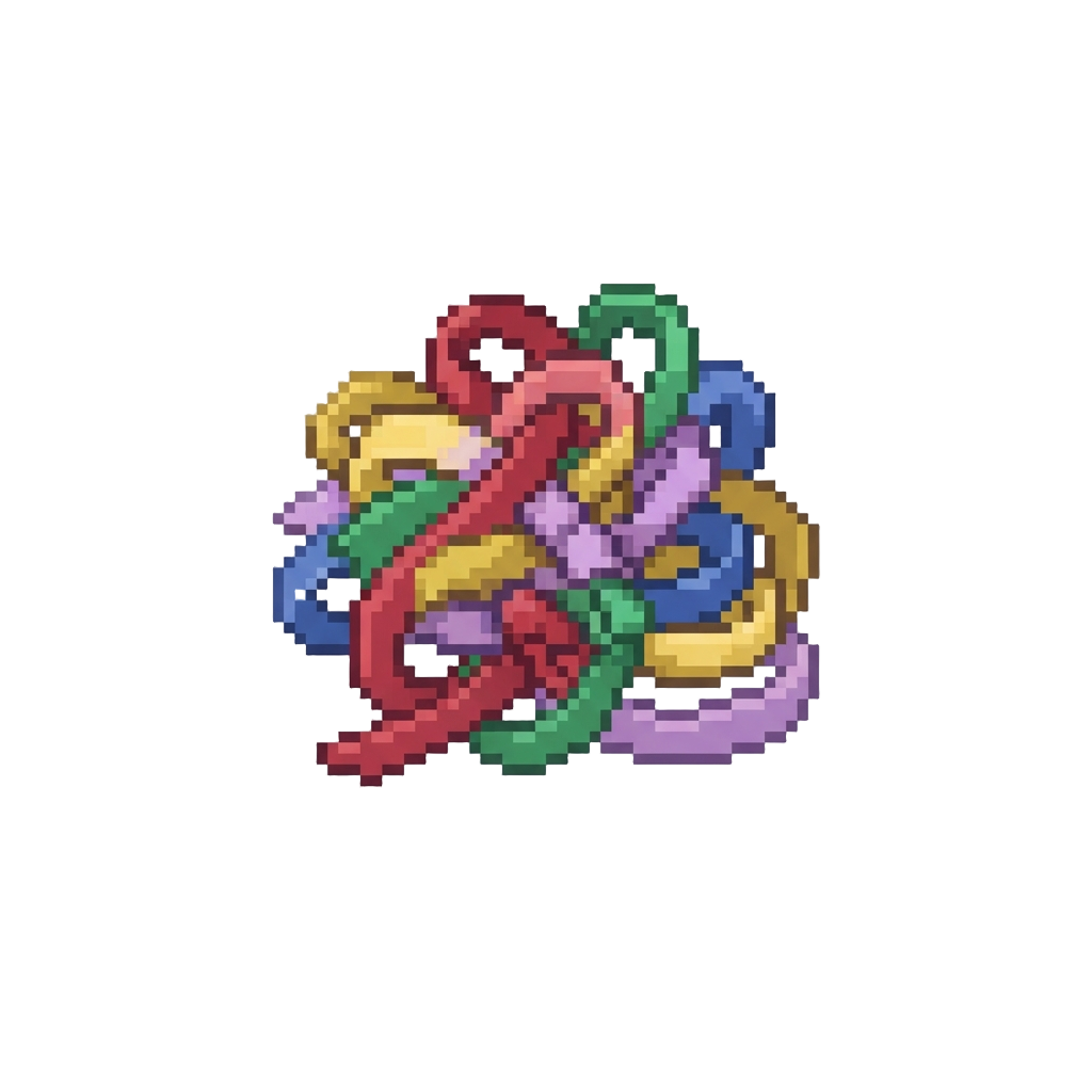 A Tangled Heap of Colorful Silk Ribbons