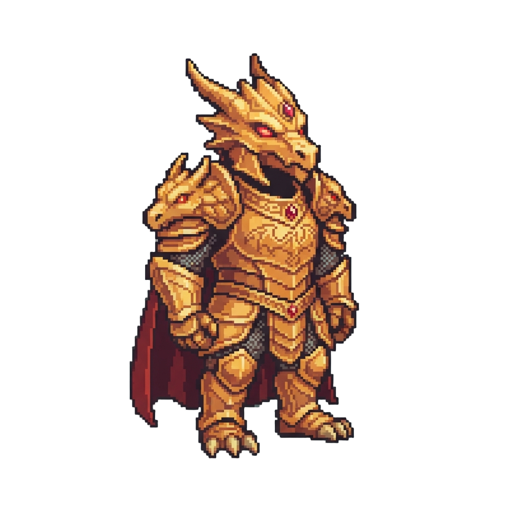 A Radiant Golden Dragon Armor Suit