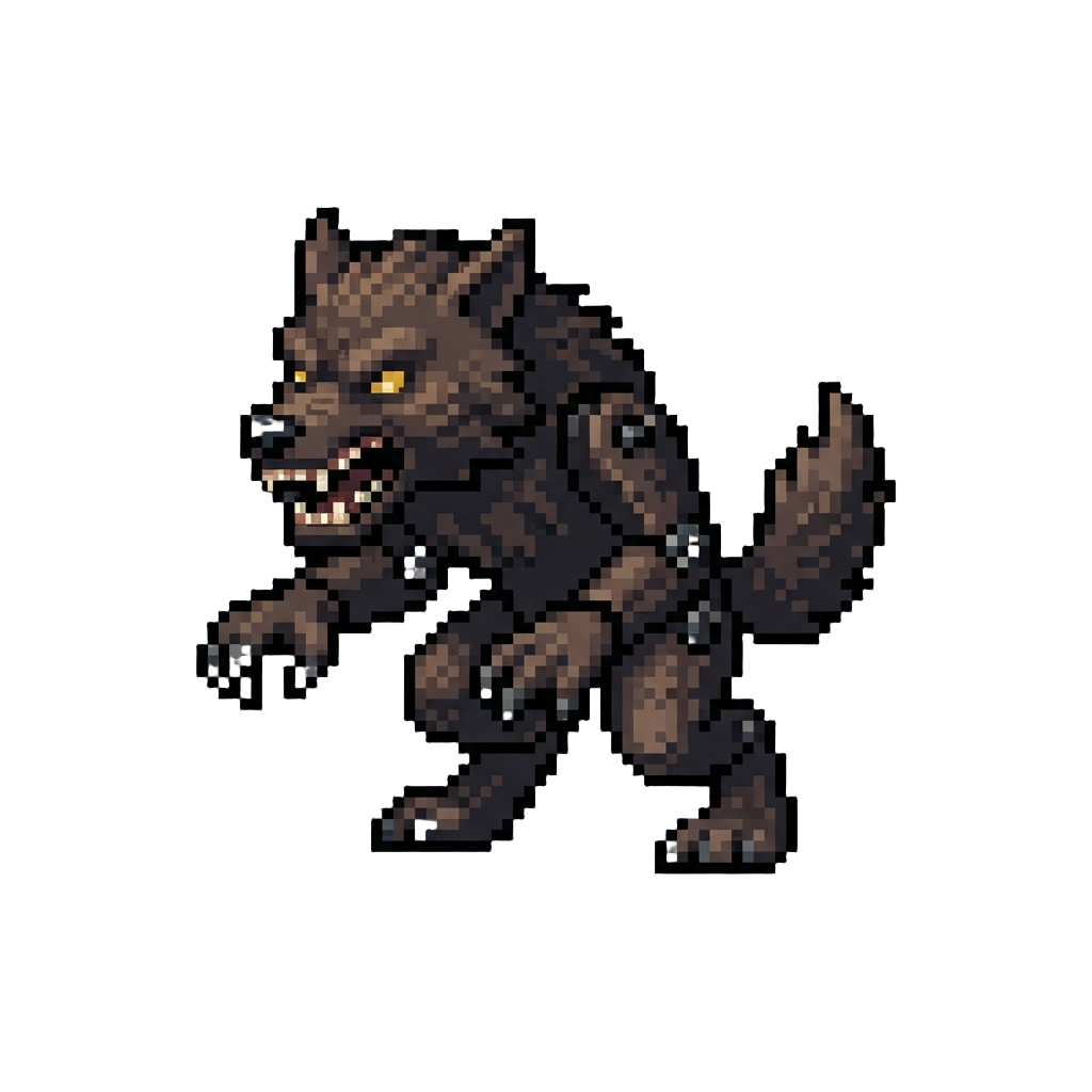 A Menacing Toy Werewolf Snarling in the Dark