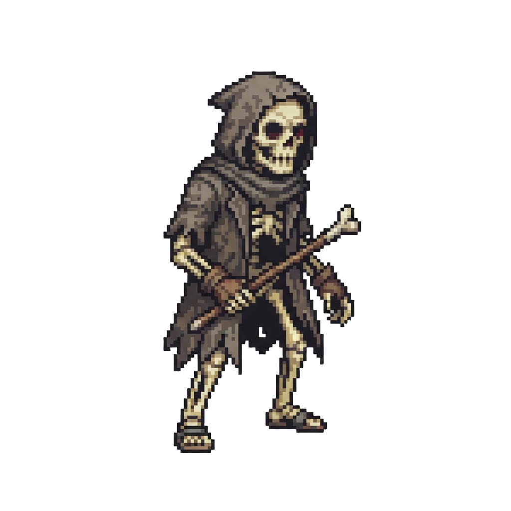 A Creepy Skeleton Figure in a Dusty Coat