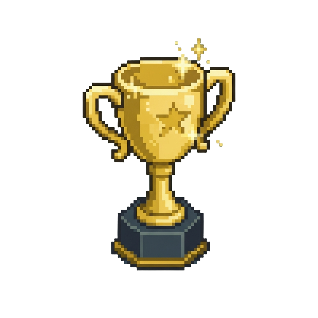 A Giant Golden Trophy Sparkling with Light