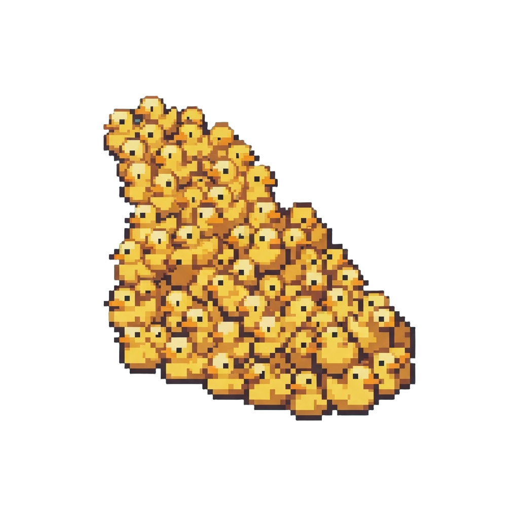 A Cascade of Hundreds of Squeaking Yellow Rubber Ducks