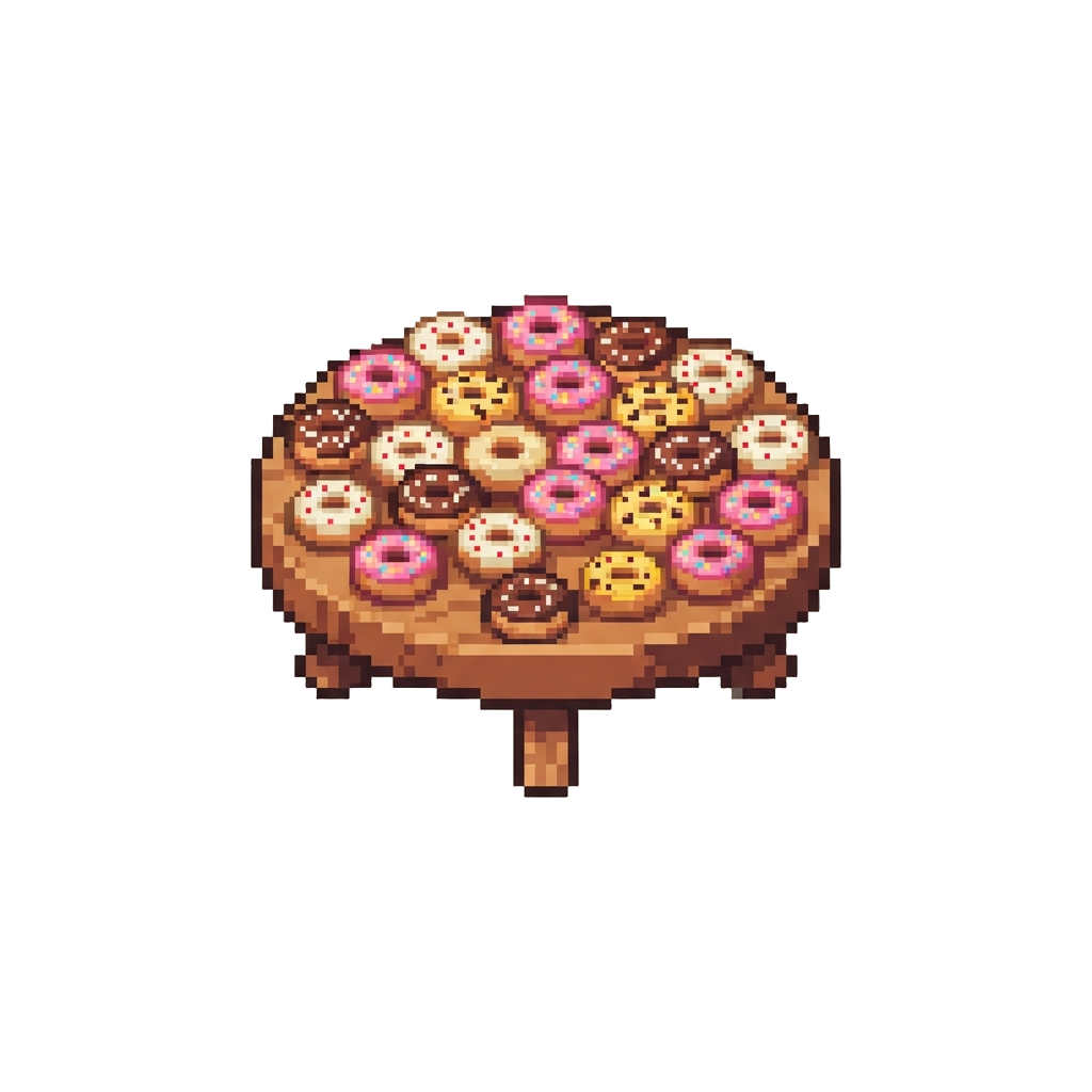 A Table Covered in Colourful Frosted Donuts