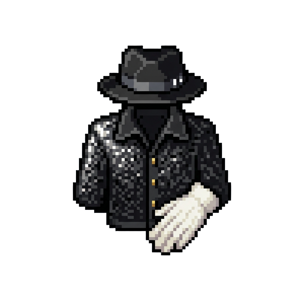 The Billie Jean Black Sequined Jacket, Fedora, and White Glove Outfit