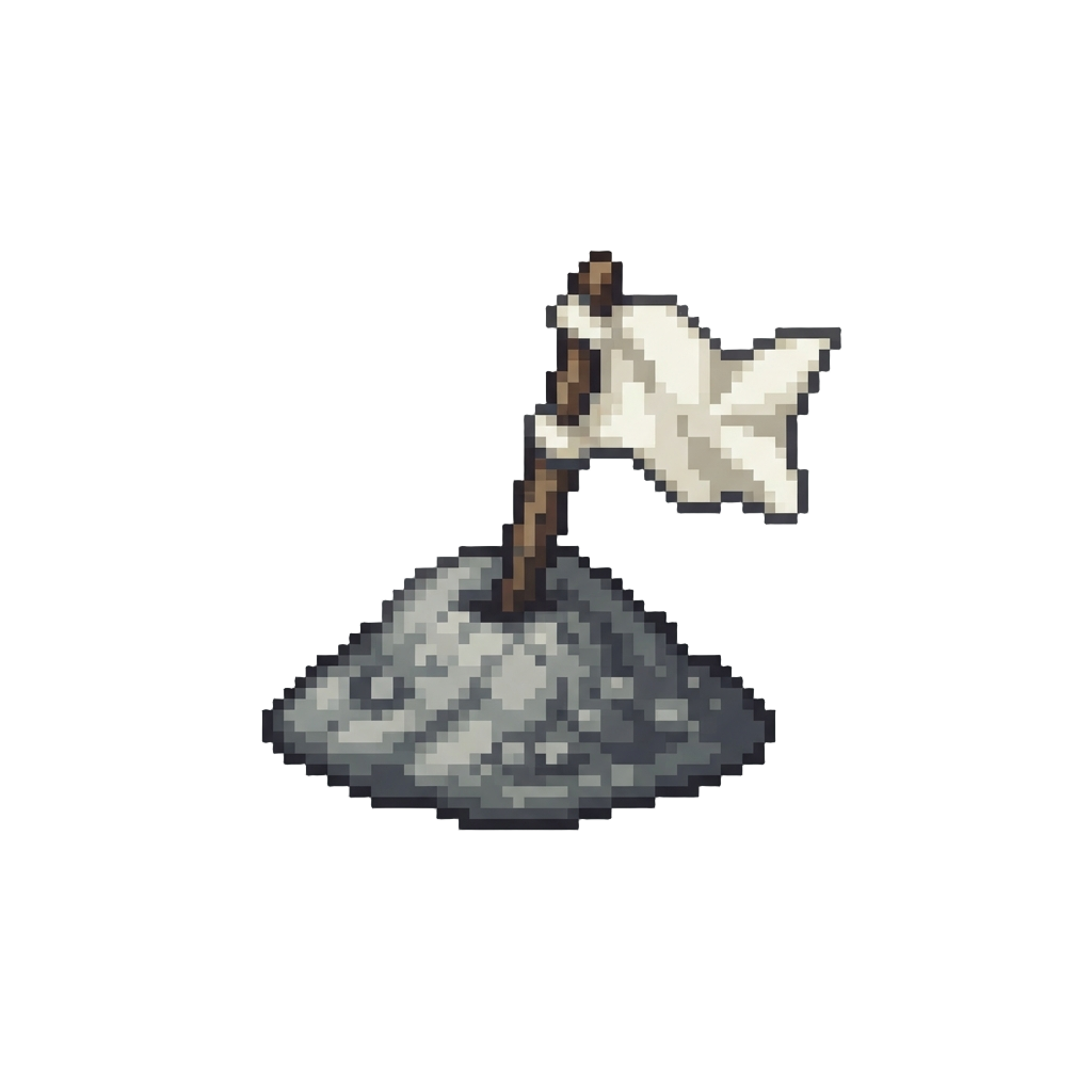 A Tiny Pile of Ashes with a White Flag