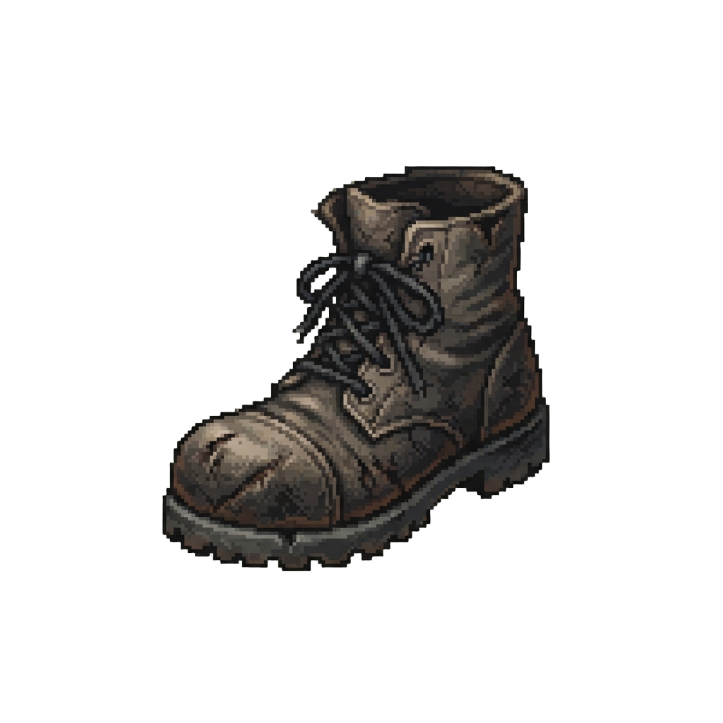 A Charred Hero Boot Spinning Slowly