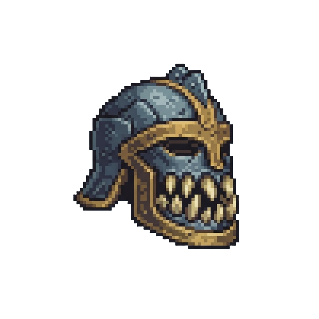 A Lopsided Helmet with Exaggerated Teeth