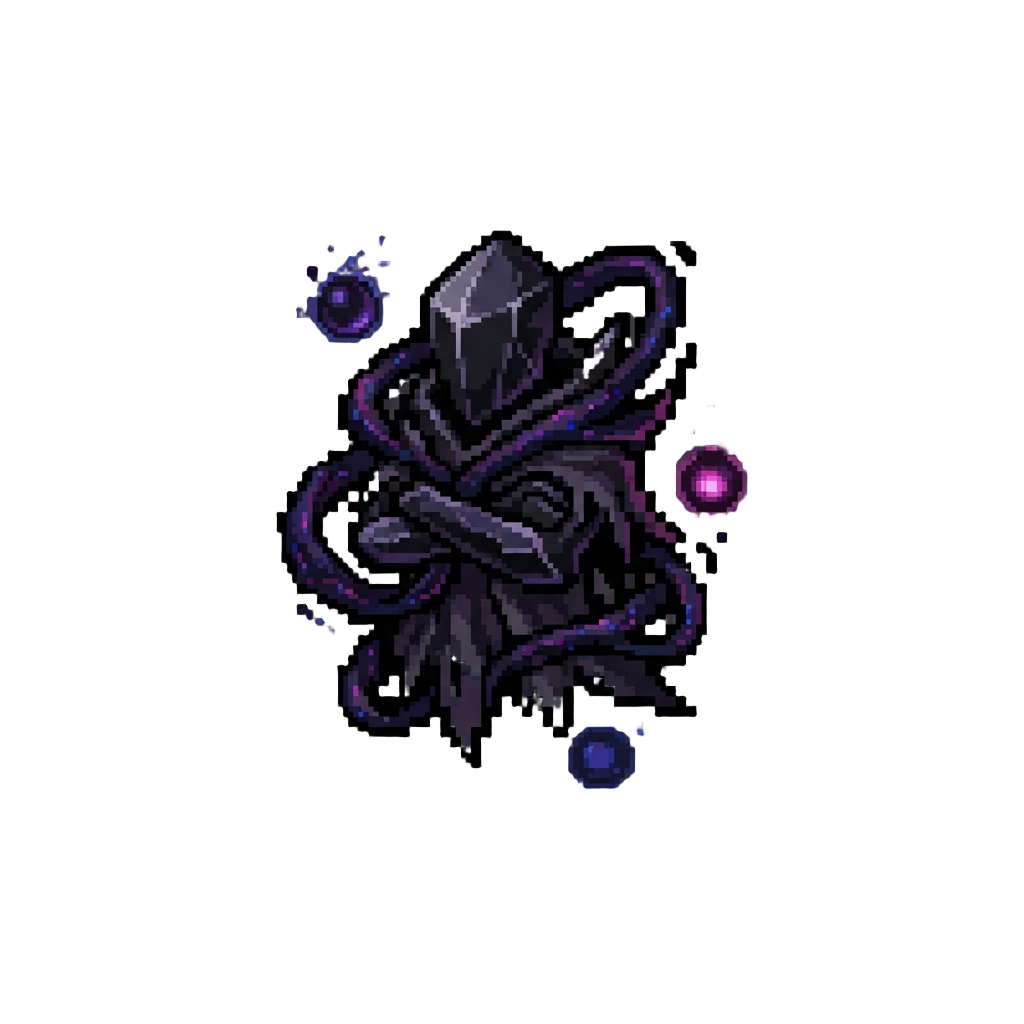 The God of Dark, Wrapped in Shadowy Cosmic Obsidian Tendrils and Floating Void Orbs