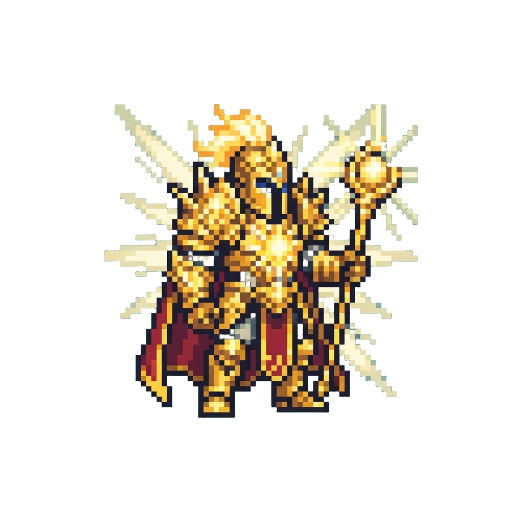 The God of Light, Encased in Dazzling Golden Solar Armor and Brilliant Beams