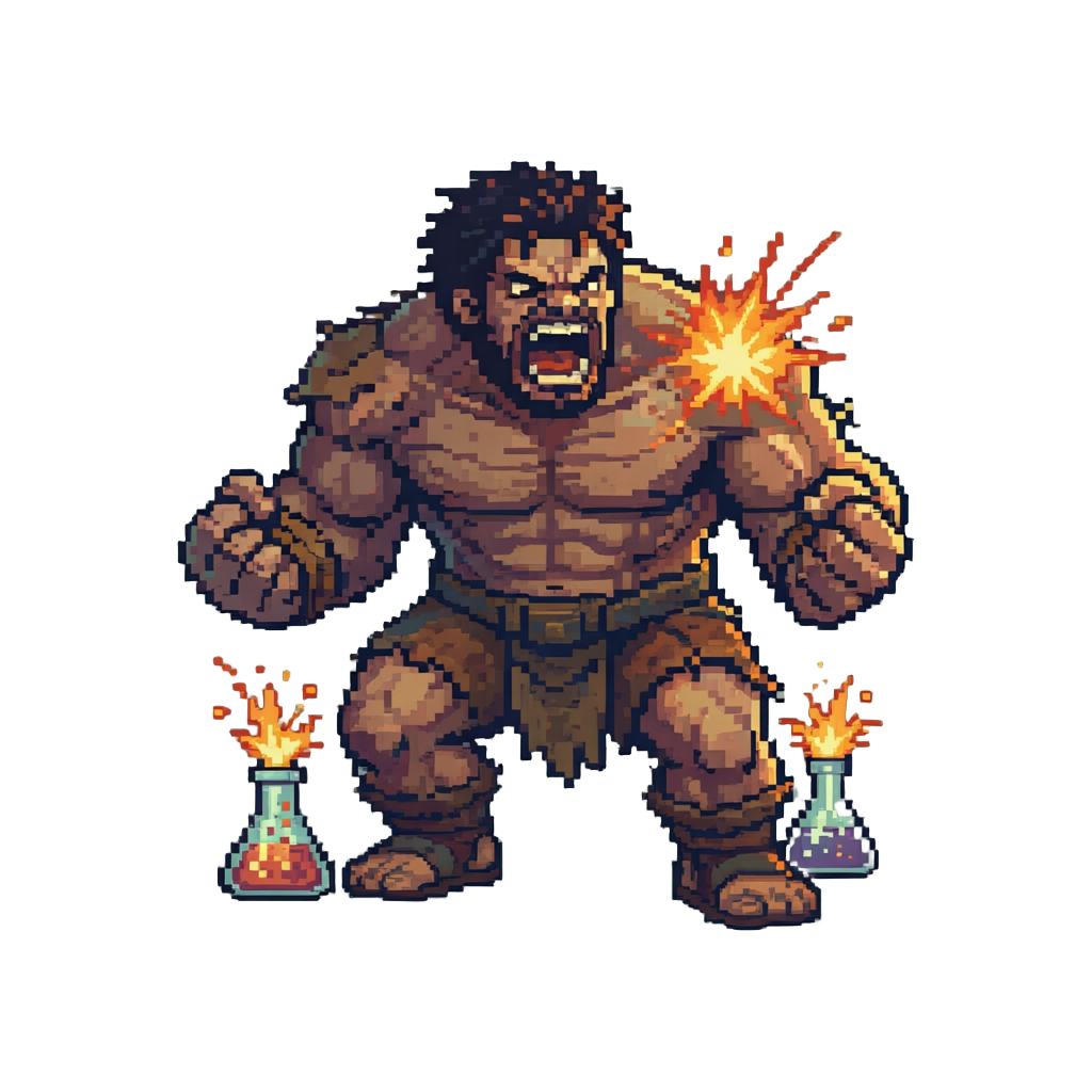 A Towering Furious Hulk Roaring Amidst Exploding Lab Retorts