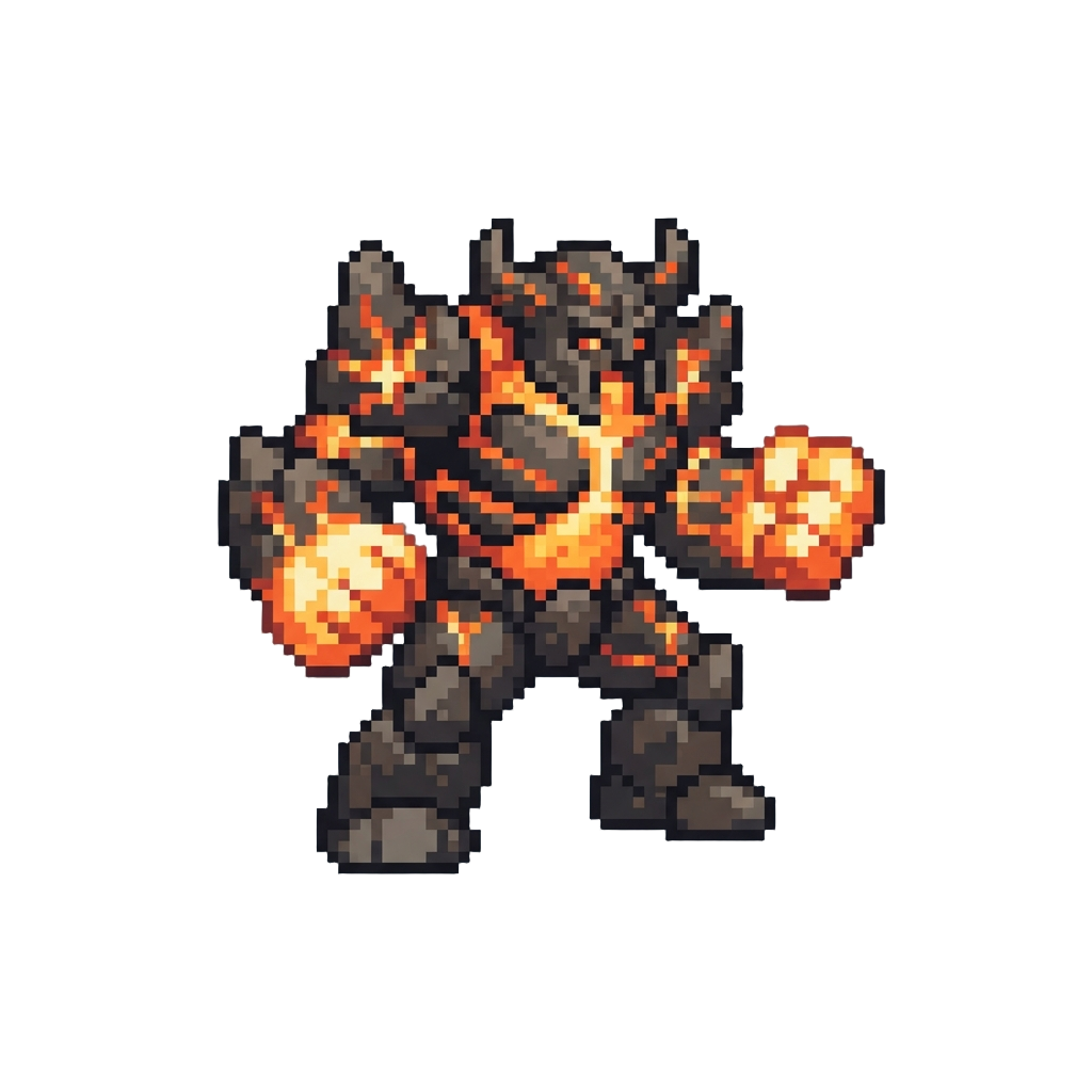 A Massive Glowing Elemental Titan with Fiery Cracks