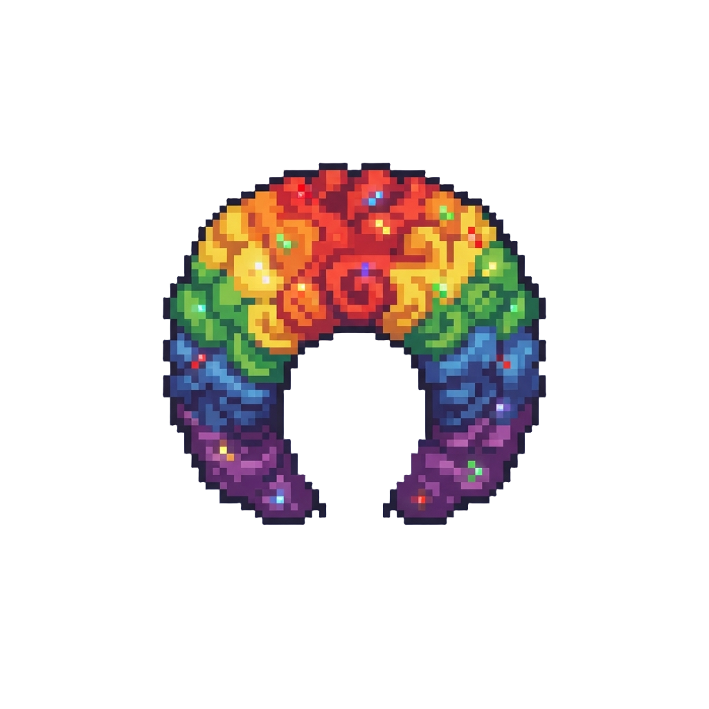 A Massive Rainbow Afro Adorned with Tiny Flashing Party Lights