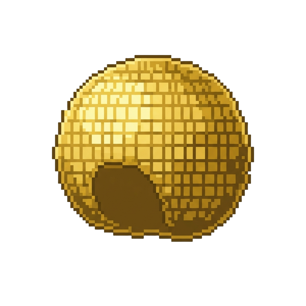 A Giant Golden Disco-ball-patterned Shimmering Afro