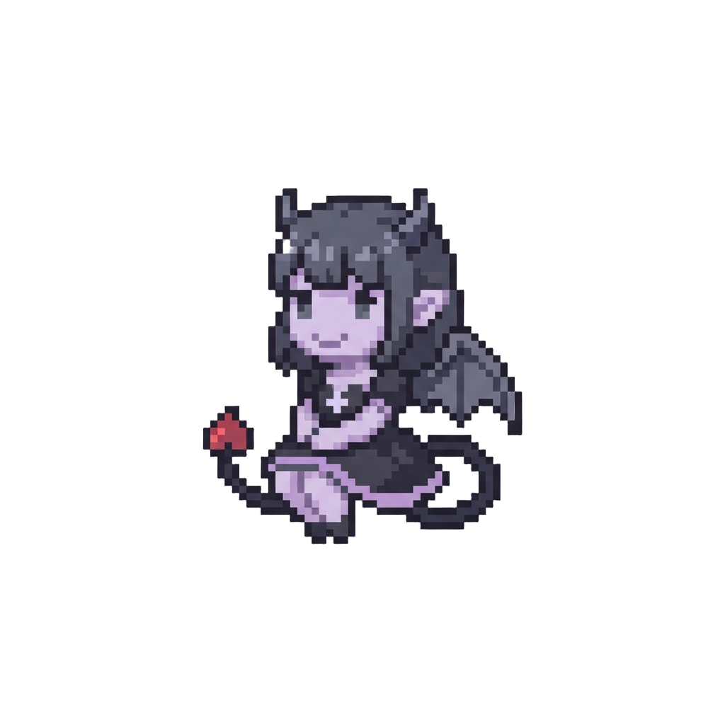 A Cute Pastel-goth Succubus with Heart-tipped Spade Tail